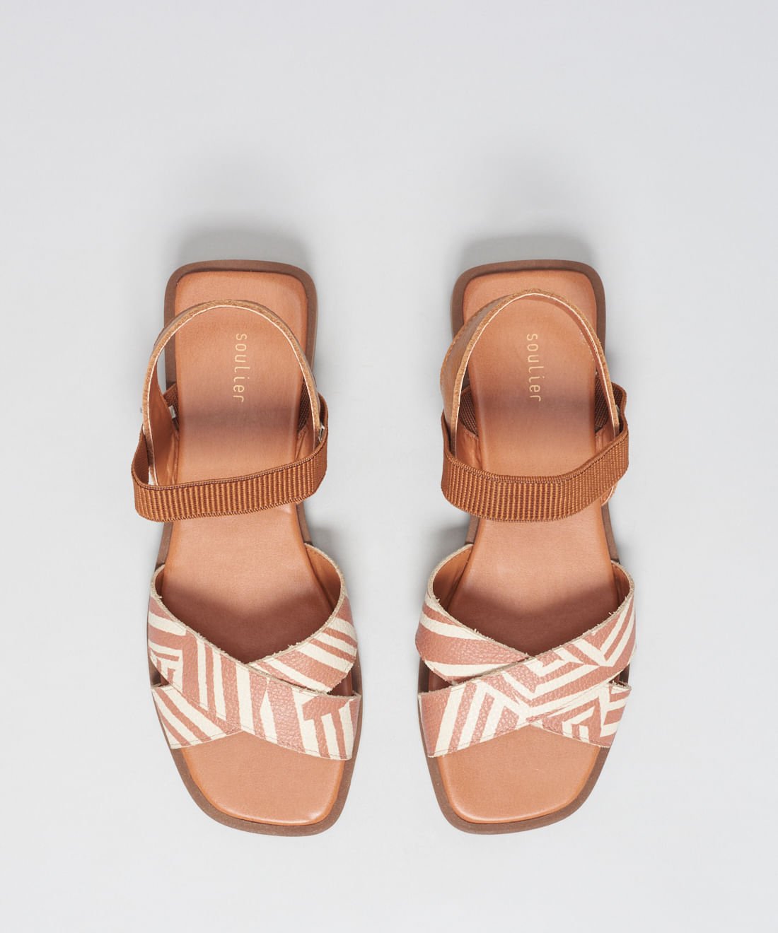 Rasteira Couro Listra Duo - Listra Duo Caramelo Marrom 4