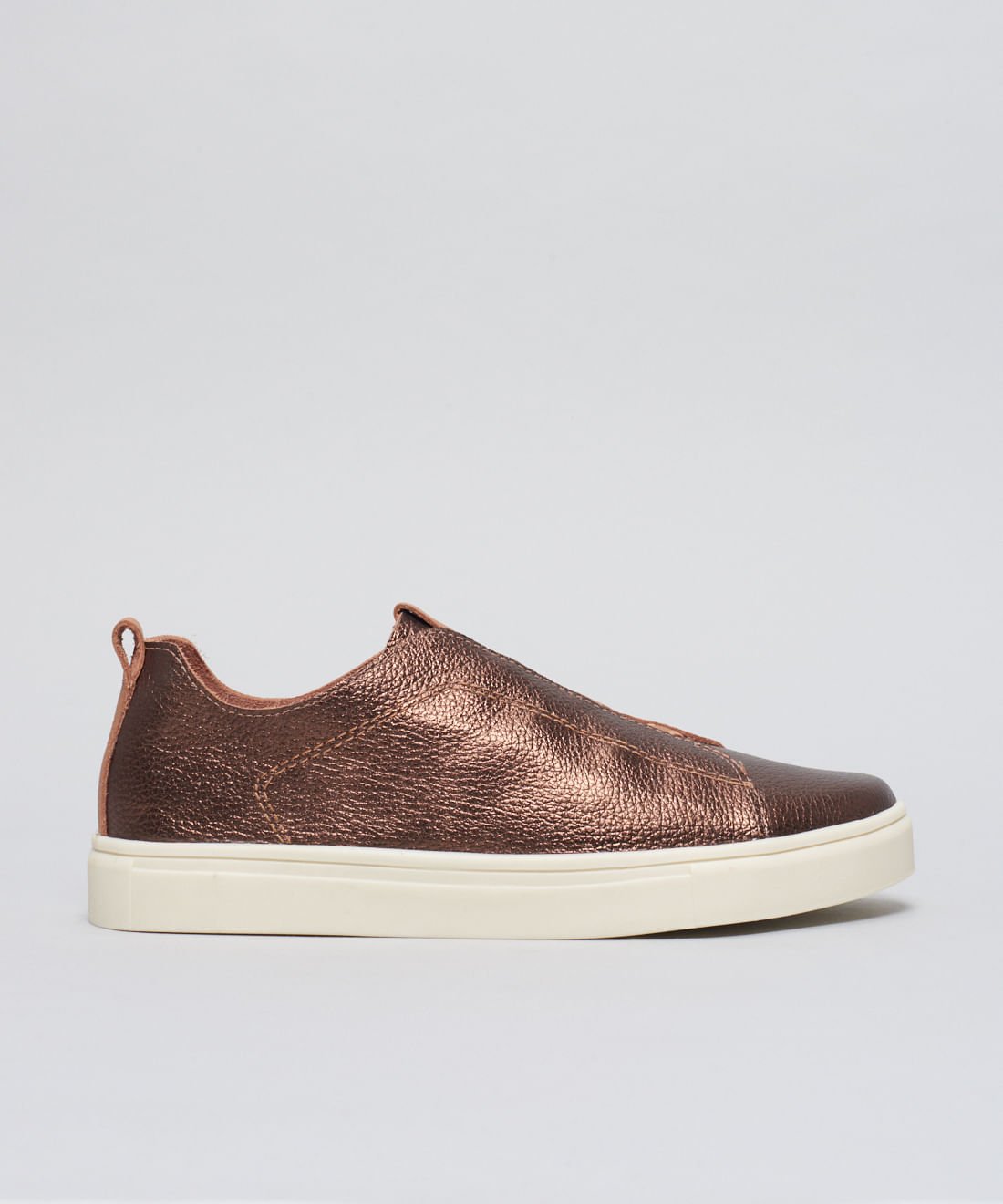 Tenis Couro Elastico Duo - Bronze