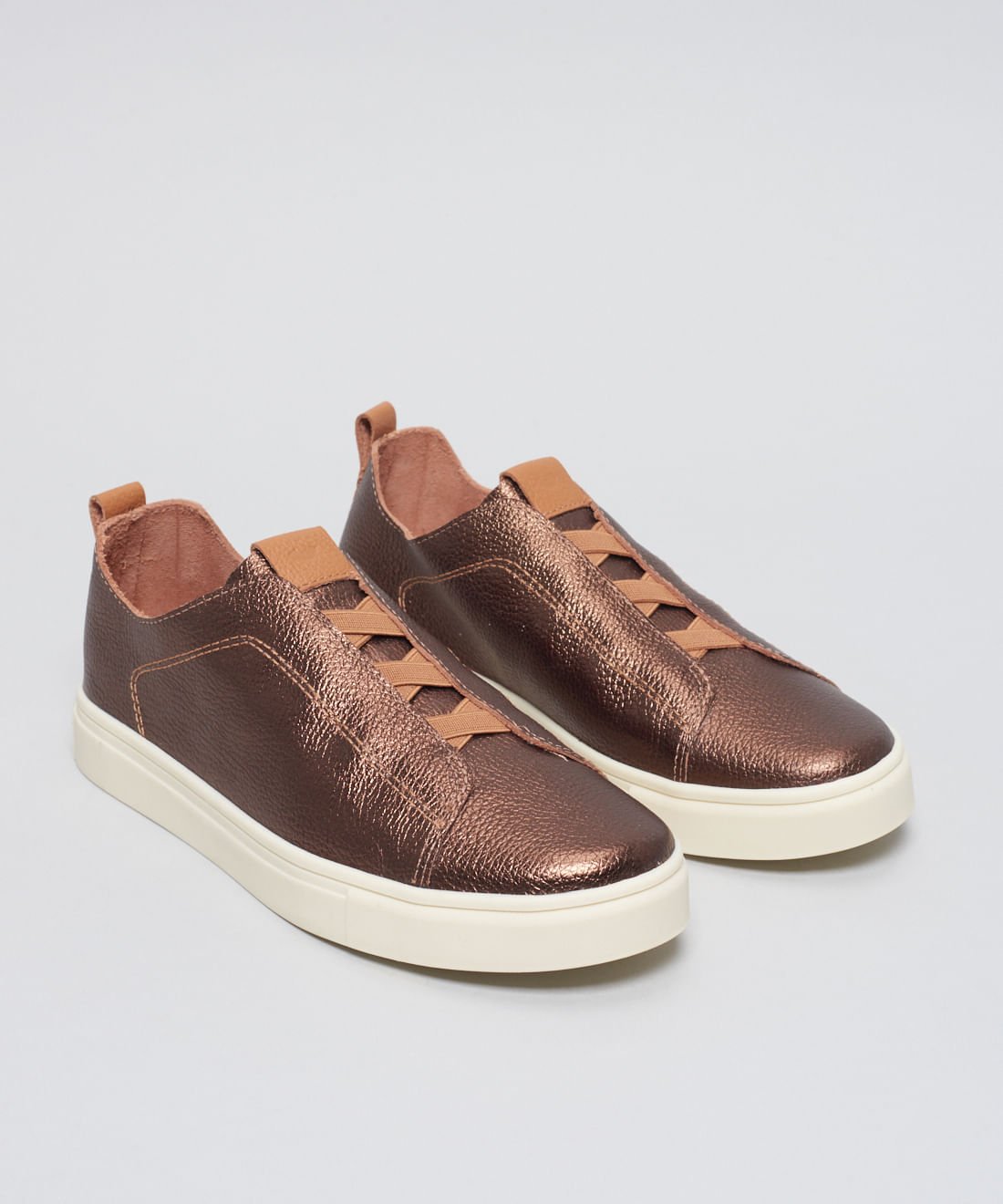 Tenis Couro Elastico Duo - Bronze Bronze 2