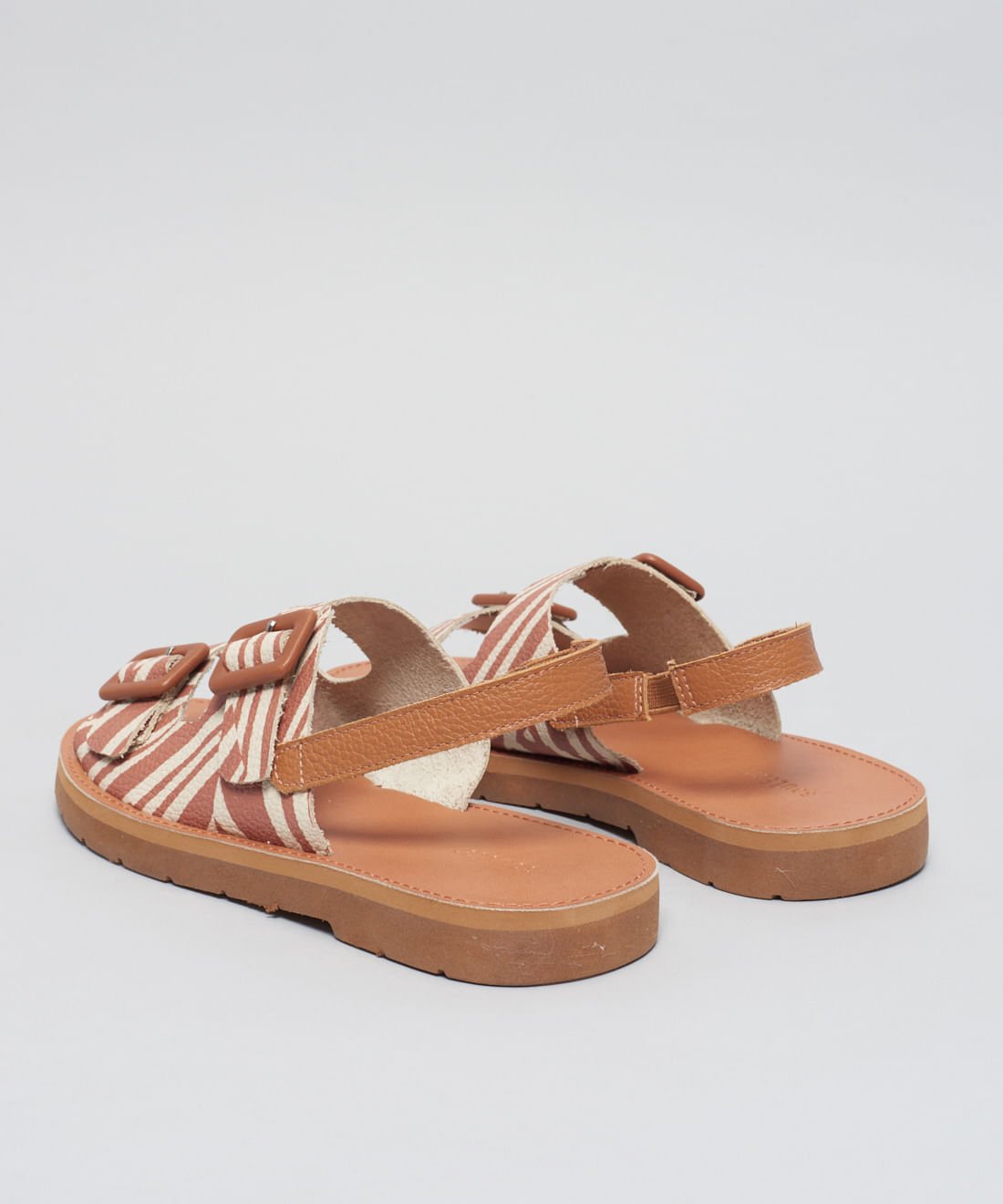 Rasteira Fivelas Listra Duo - Listra Duo Caramelo Rosa 3