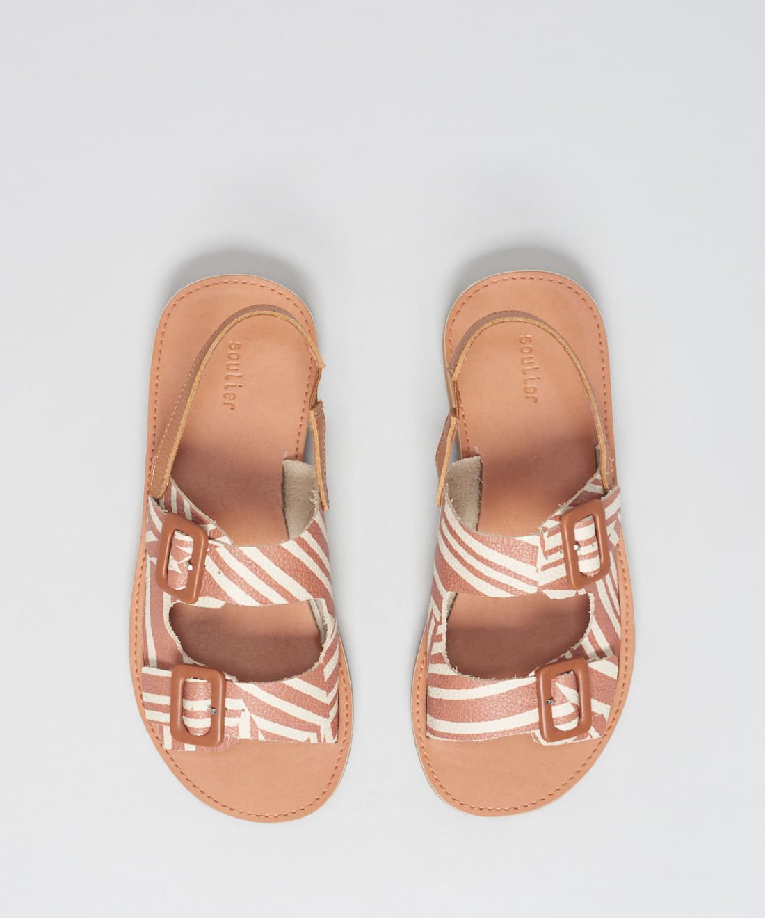 Rasteira Fivelas Listra Duo - Listra Duo Caramelo Rosa 4