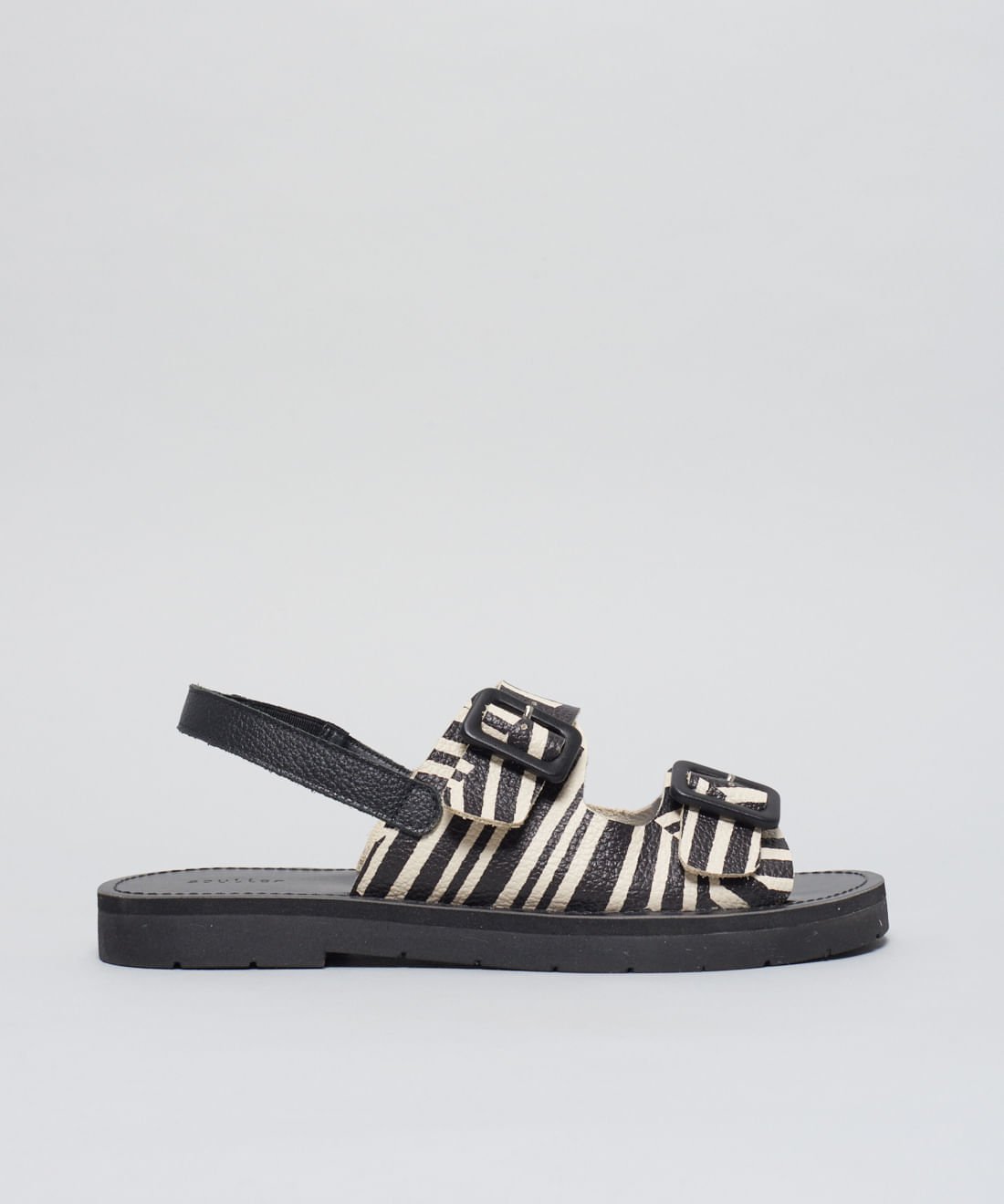 Rasteira Fivelas Listra Duo - Listra Duo Preto