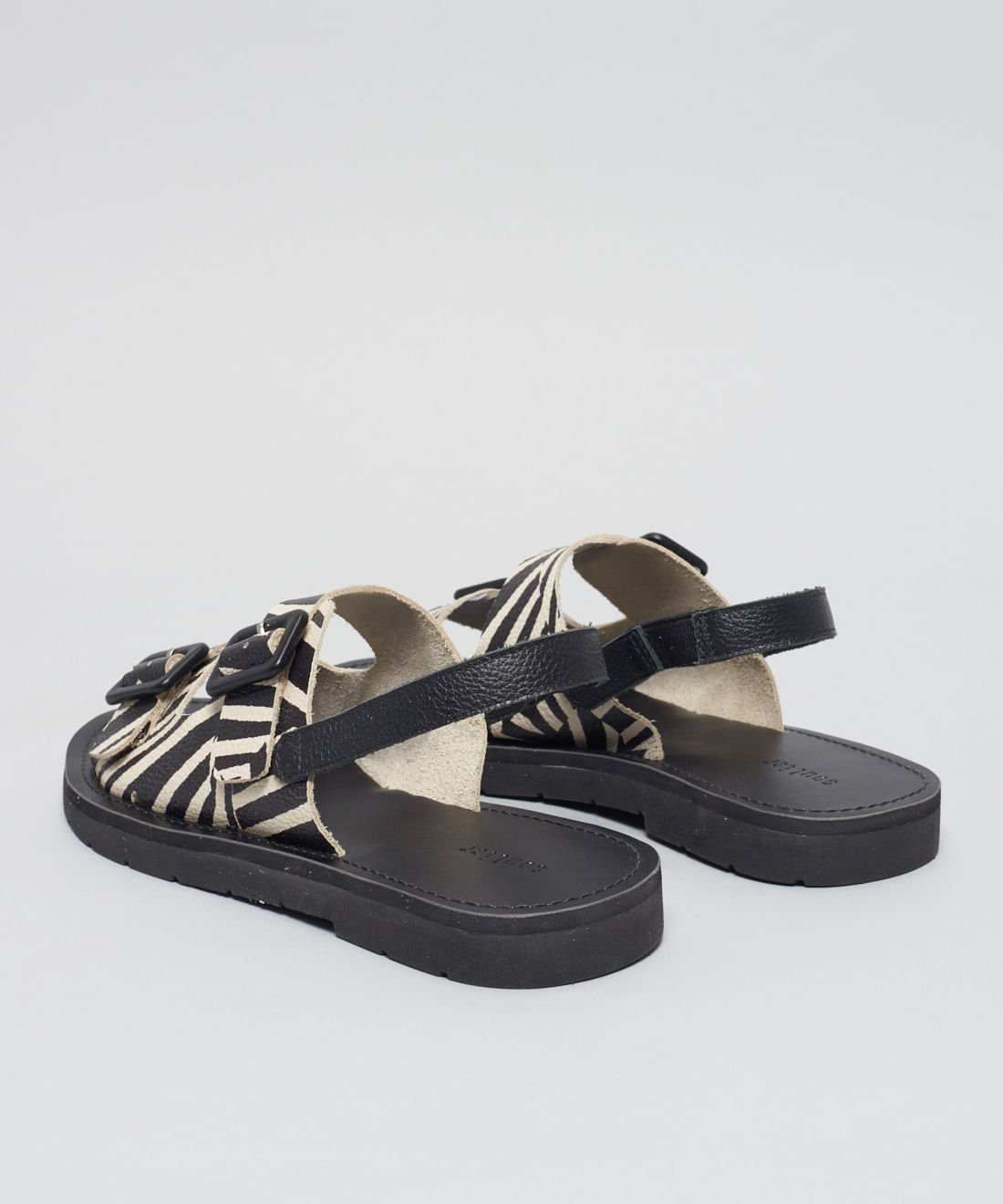 Rasteira Fivelas Listra Duo - Listra Duo Preto Preto/Branco 3