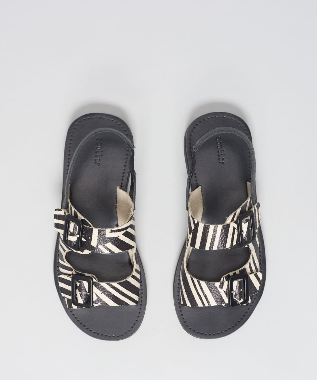 Rasteira Fivelas Listra Duo - Listra Duo Preto Preto/Branco 4