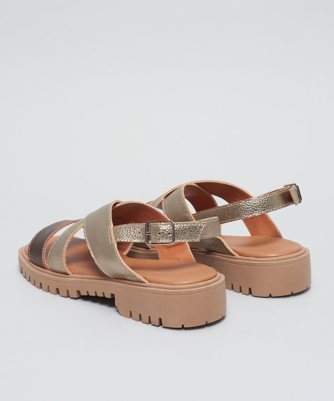 Rasteira Couro Tratorada Debora - Colors Dourado 3