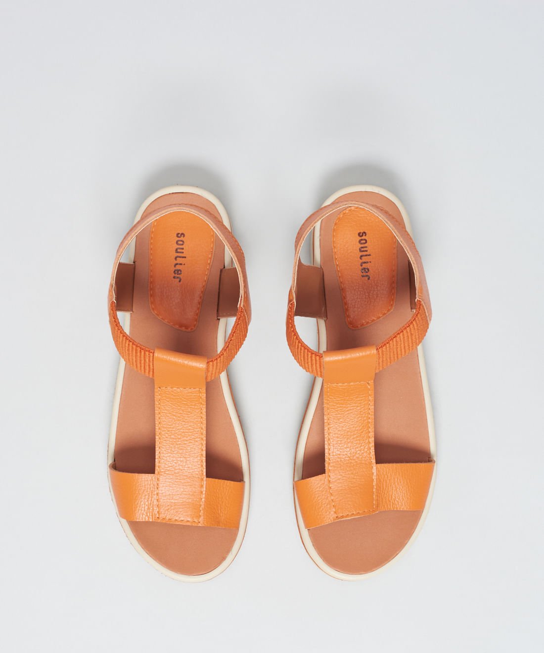 Rasteira Tratorada Elastico Couro - Tangerina Laranja 4