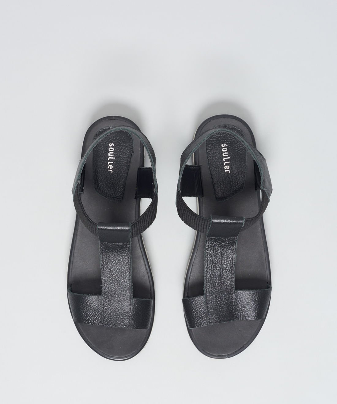 Rasteira Tratorada Elastico Couro - Preto Preto 4