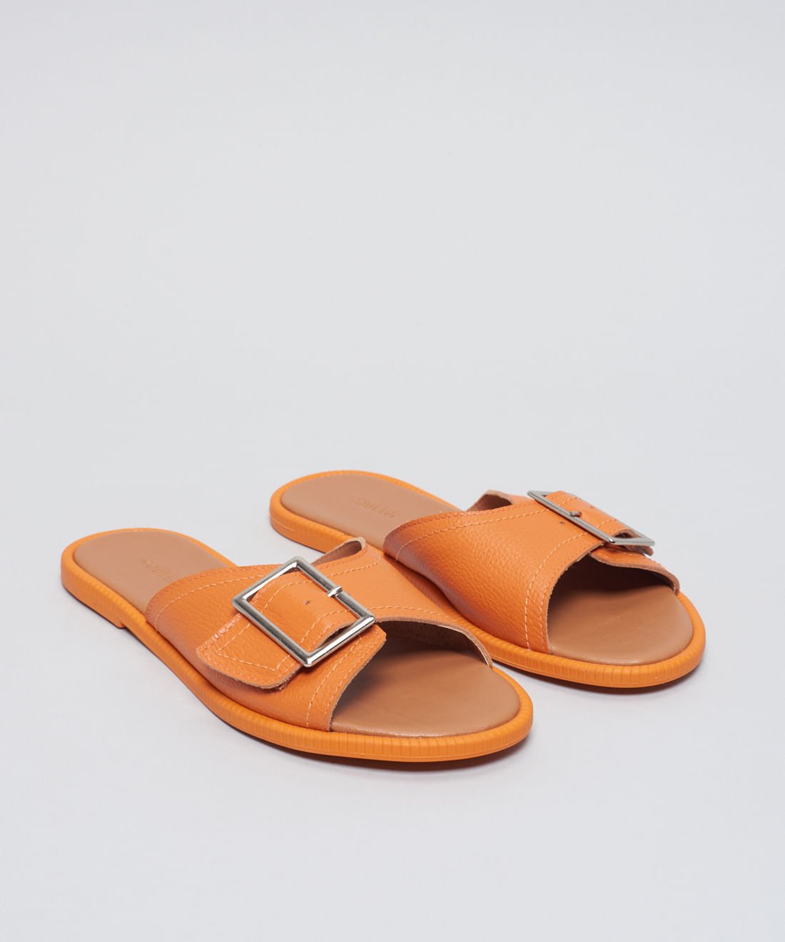 Rasteira Couro Fivela Laura - Tangerina Laranja 2