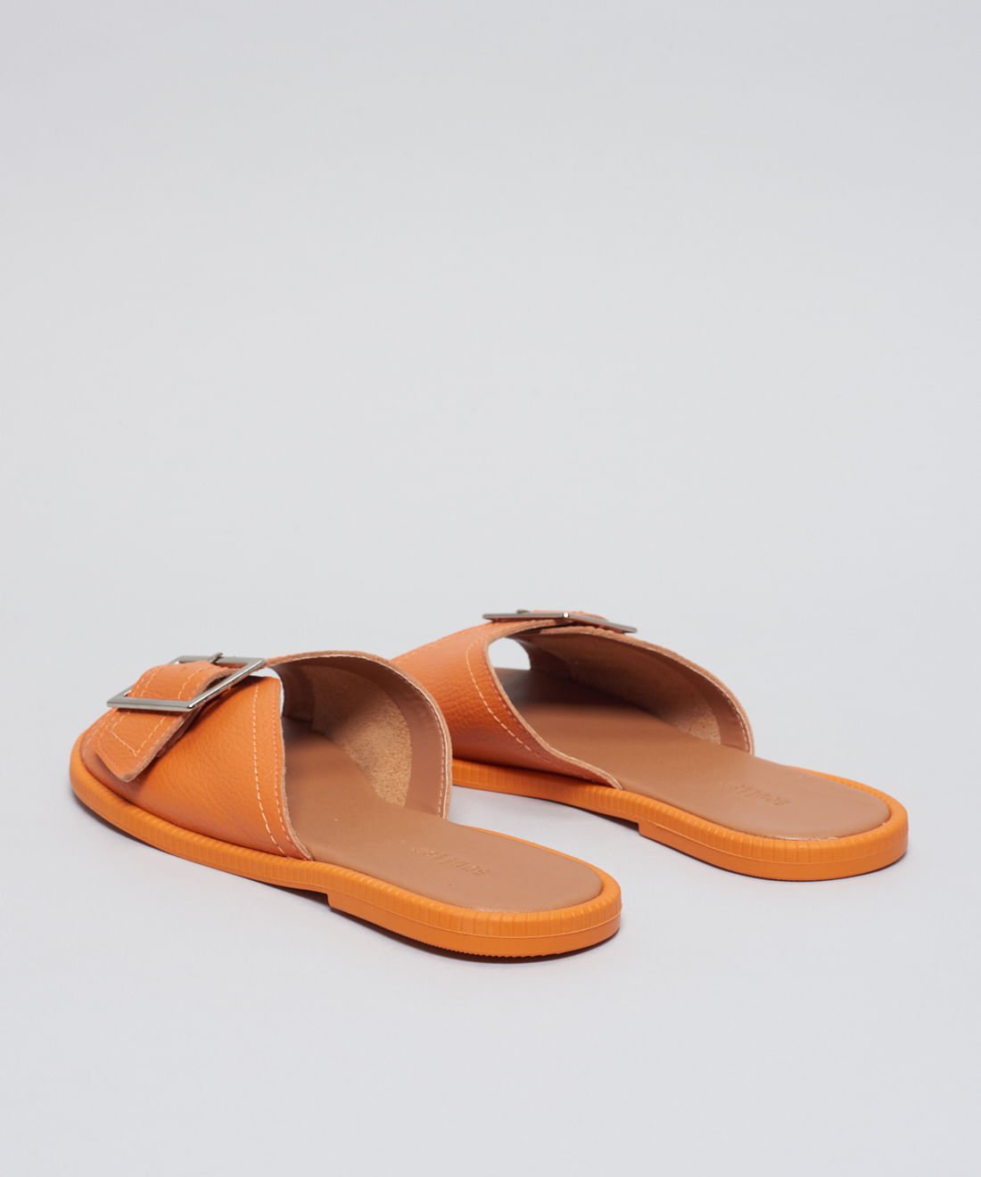 Rasteira Couro Fivela Laura - Tangerina Laranja 3
