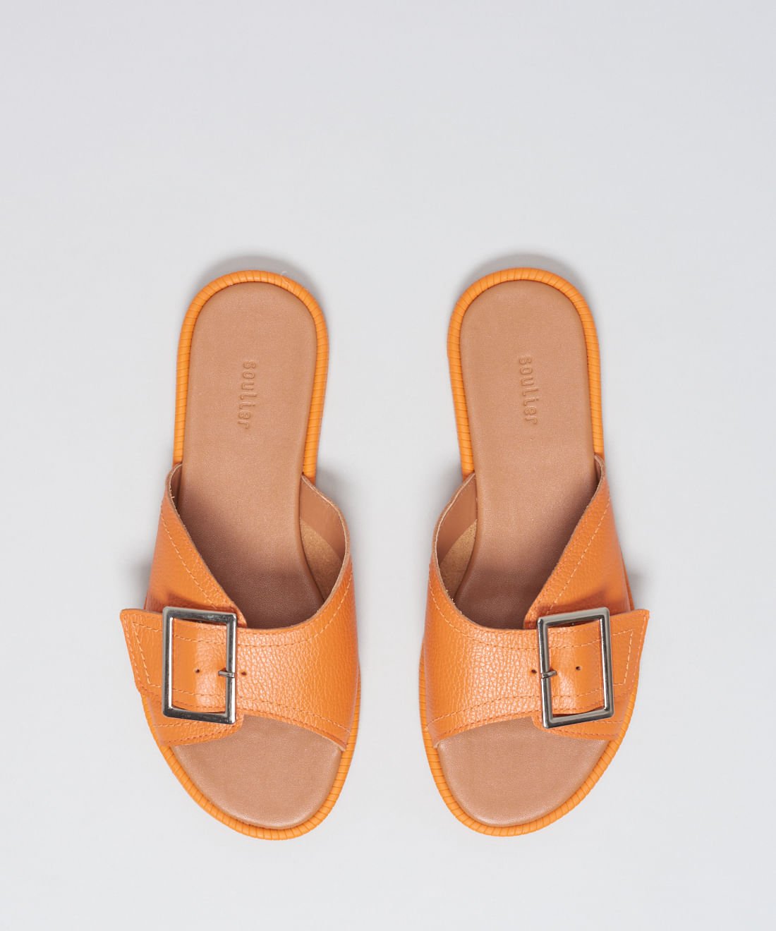 Rasteira Couro Fivela Laura - Tangerina Laranja 4