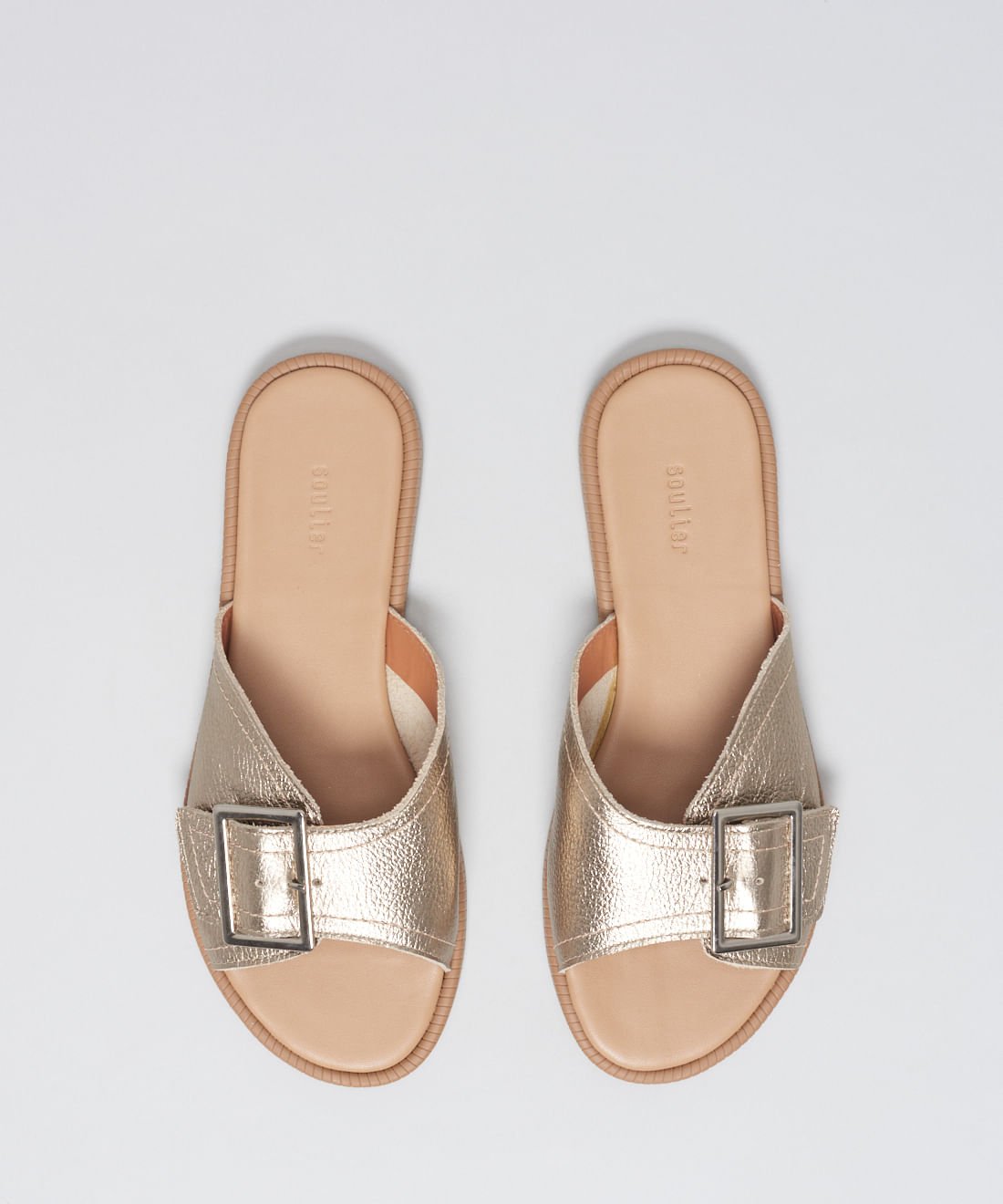 Rasteira Couro Fivela Laura - Prata Velho Prata Velho 4