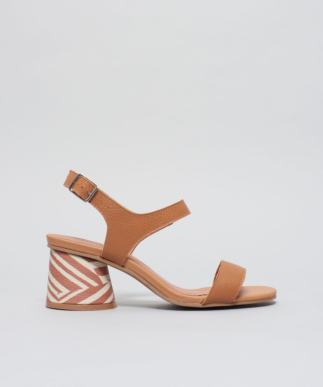 Sandalia Media Couro Listra Duo - Listra Duo Caramelo