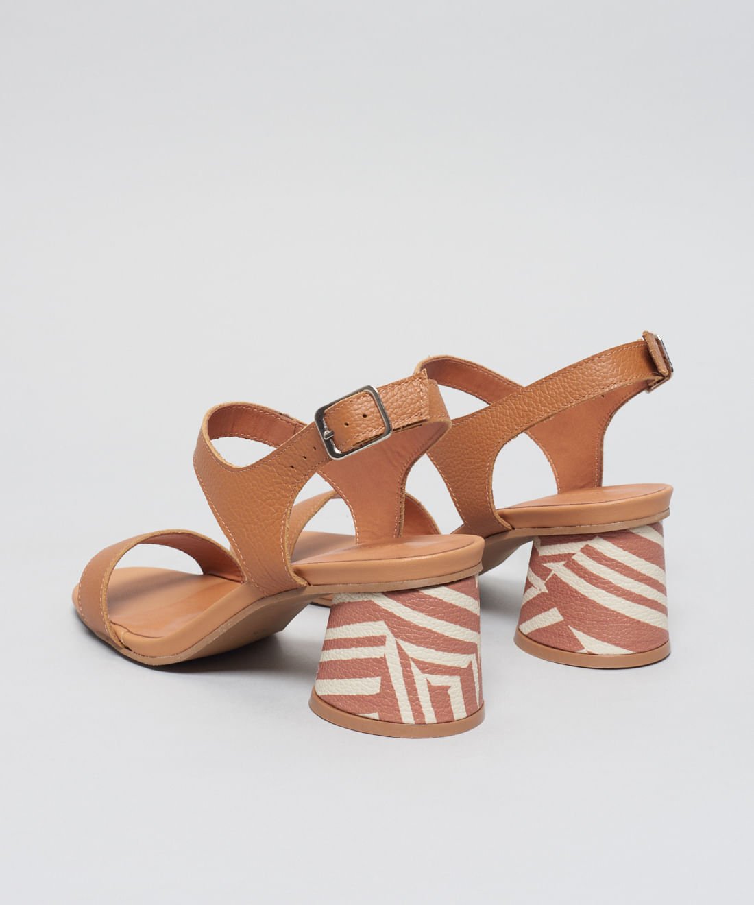 Sandalia Media Couro Listra Duo - Listra Duo Caramelo Marrom 3