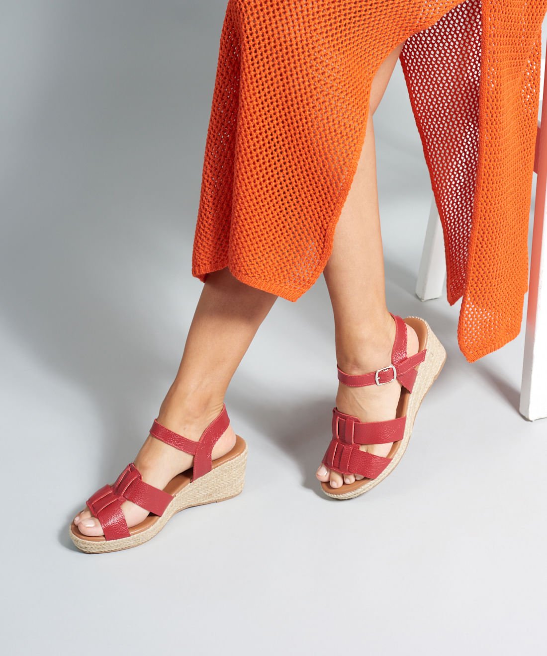 Anabela Couro Pescador Duo - Vermelho Vermelho 5