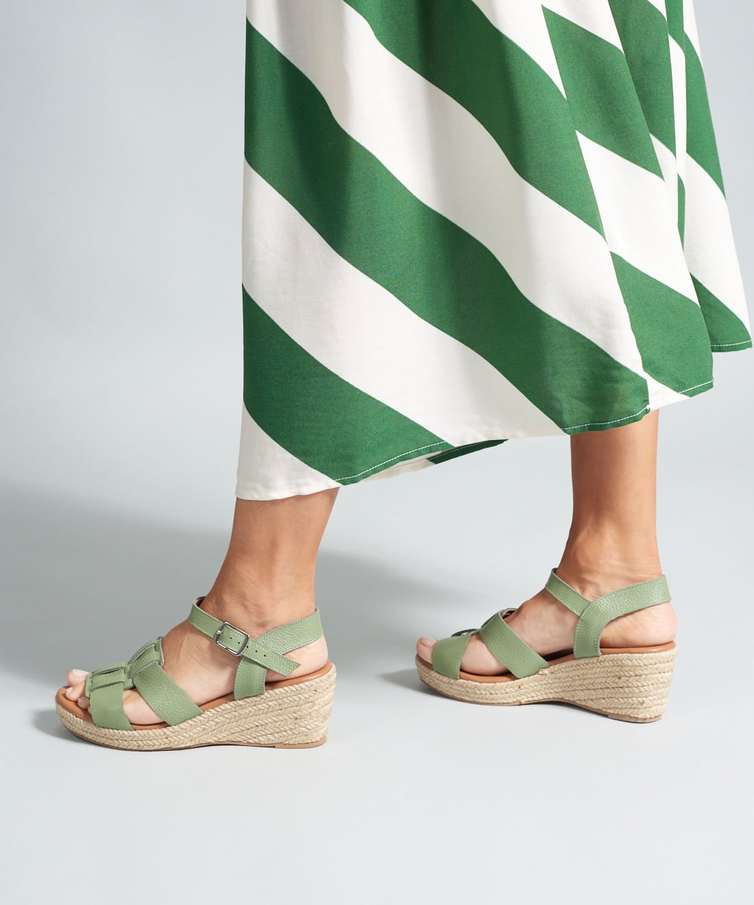 Anabela Couro Pescador Duo - Pistache Verde 5