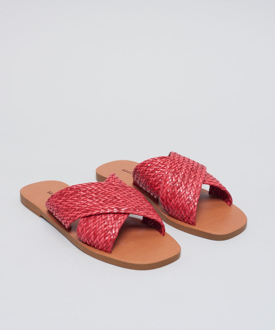 Rasteira Basica Tresse Cruzado - Vermelho Vermelho 2