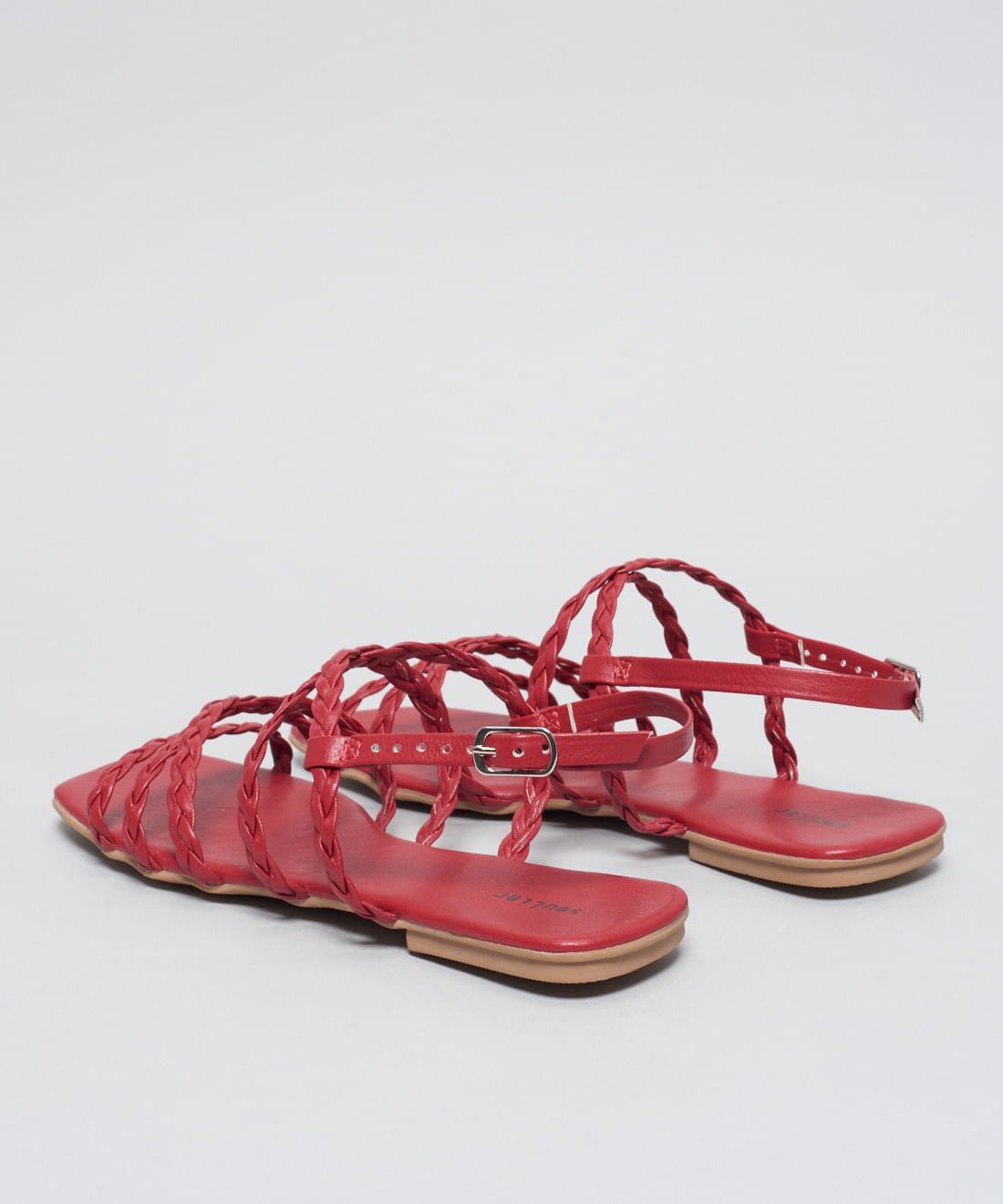 Rasteira Basica Trancinha Soft - Vermelho Vermelho 3