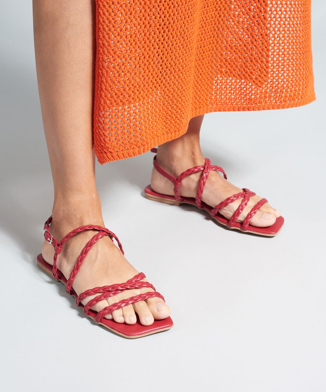 Rasteira Basica Trancinha Soft - Vermelho Vermelho 5