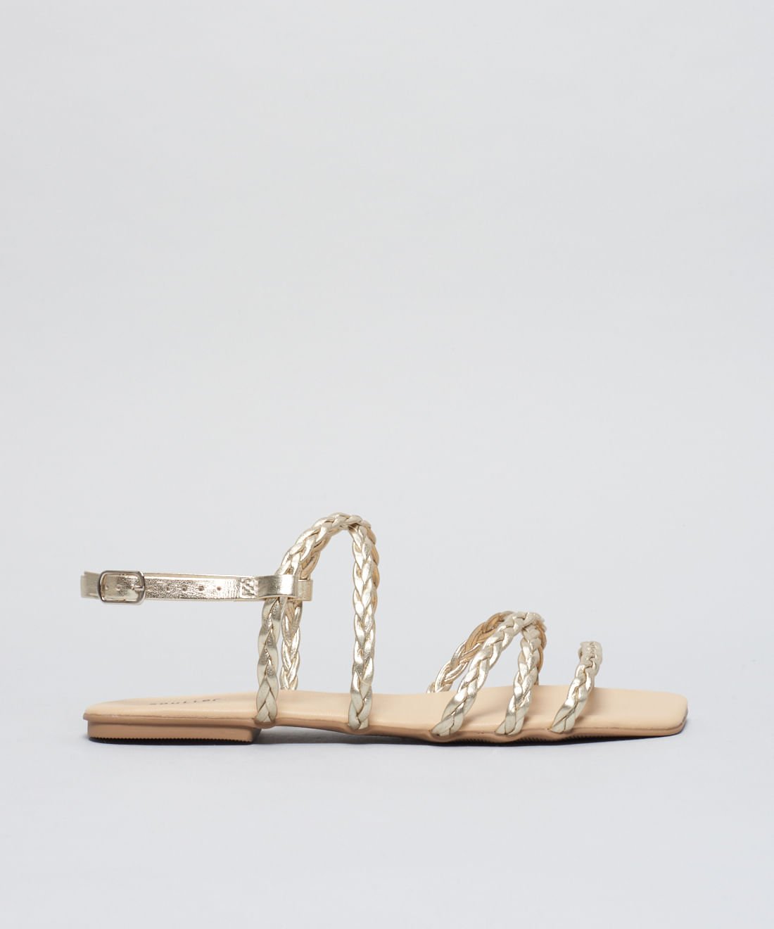 Rasteira Basica Trancinha Soft - Prata Velho