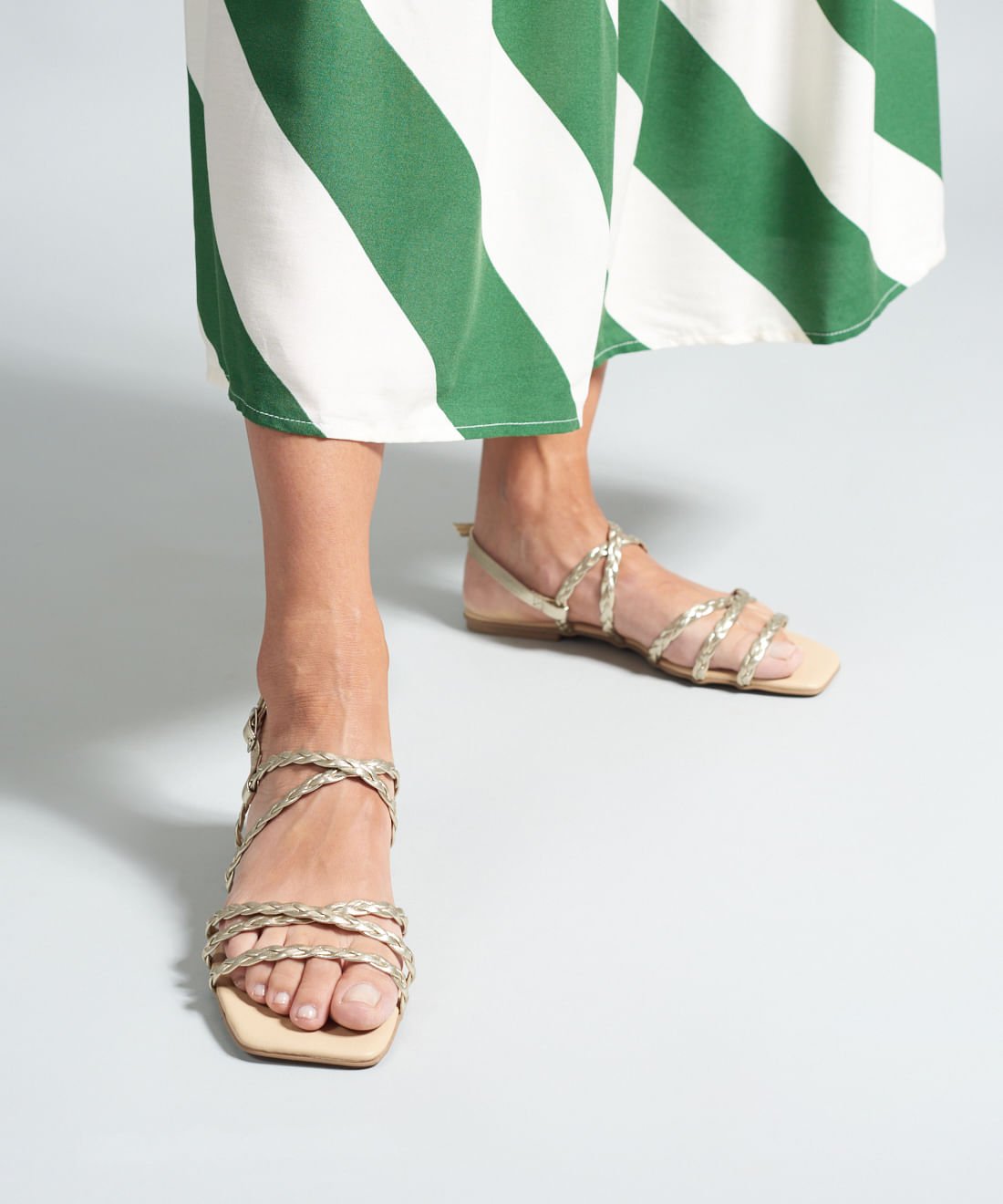 Rasteira Basica Trancinha Soft - Prata Velho Prata Velho 5