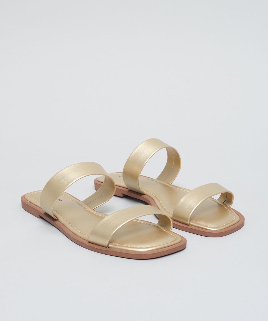 Rasteira Basica Soft Gabi - Prata Velho Dourado 2