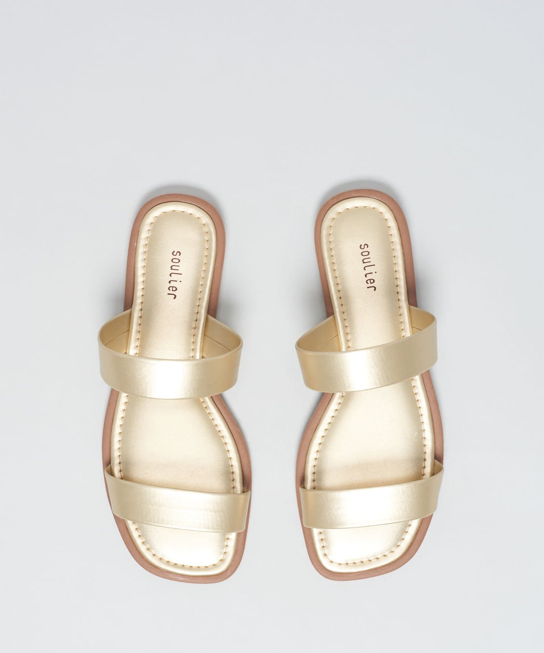 Rasteira Basica Soft Gabi - Prata Velho Dourado 4