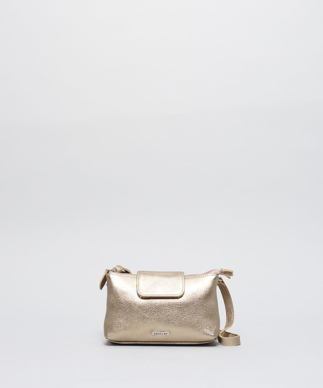 Bolsa p Couro Fernanda - Prata Velho