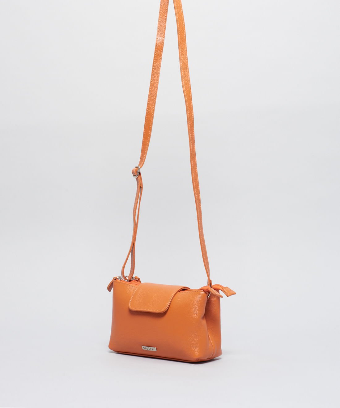 Bolsa p Couro Fernanda - Tangerina Laranja 2