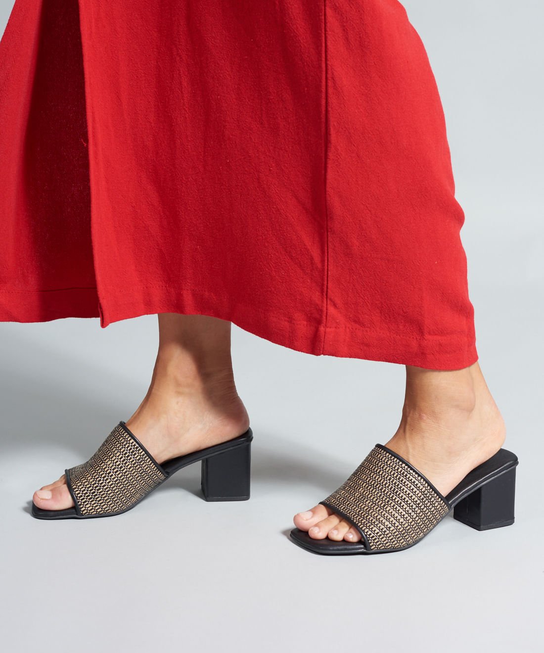 Sandalia Media Rafia Grazi - Palha Preto Preto/Palha 5