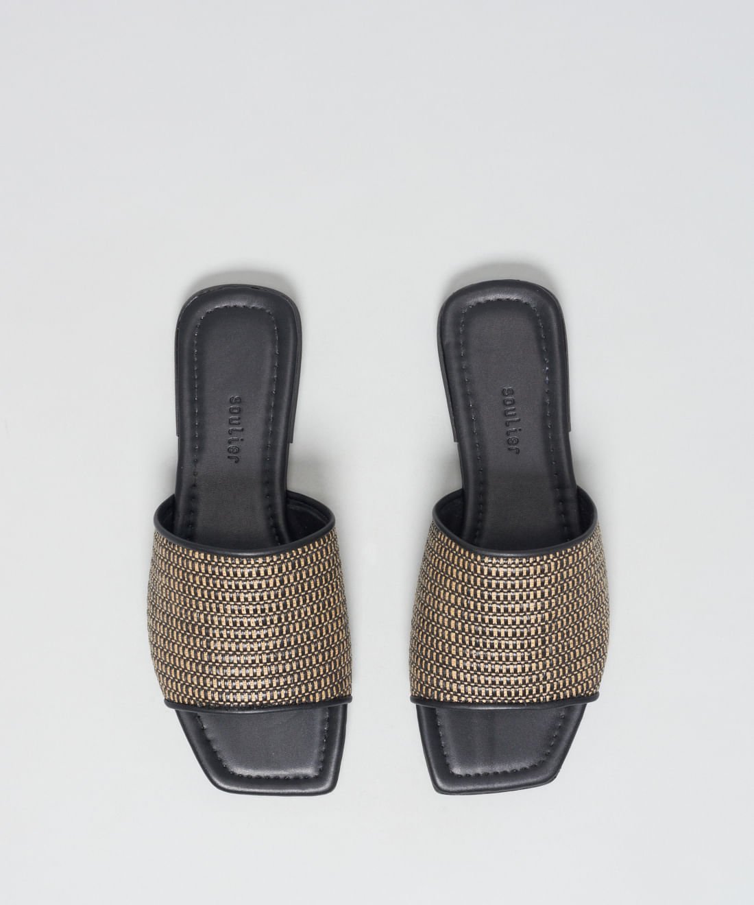 Rasteira Rafia Basica - Palha Preto Preto/Palha 4