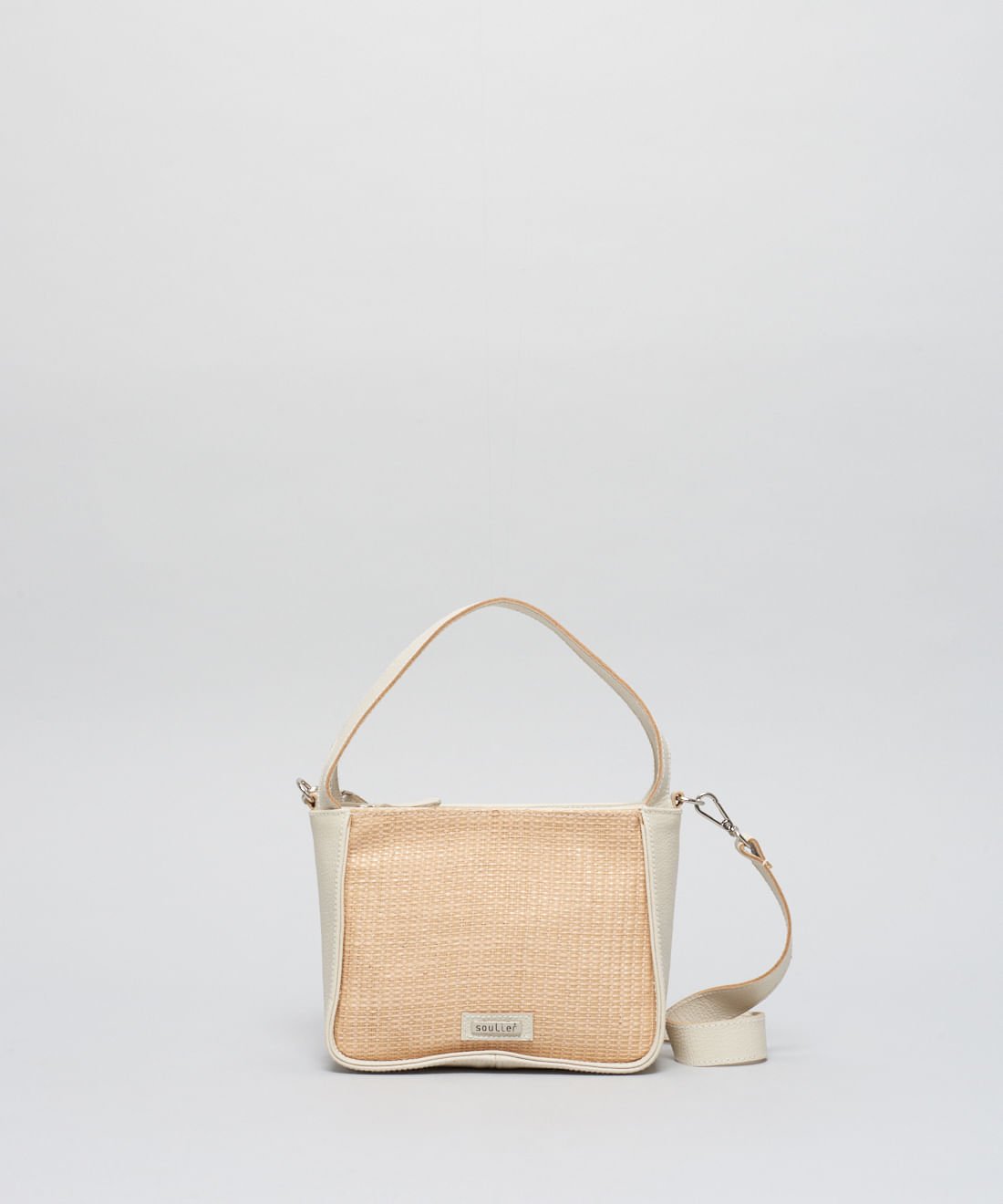 Bolsa p Couro Rafia - Palha Natural