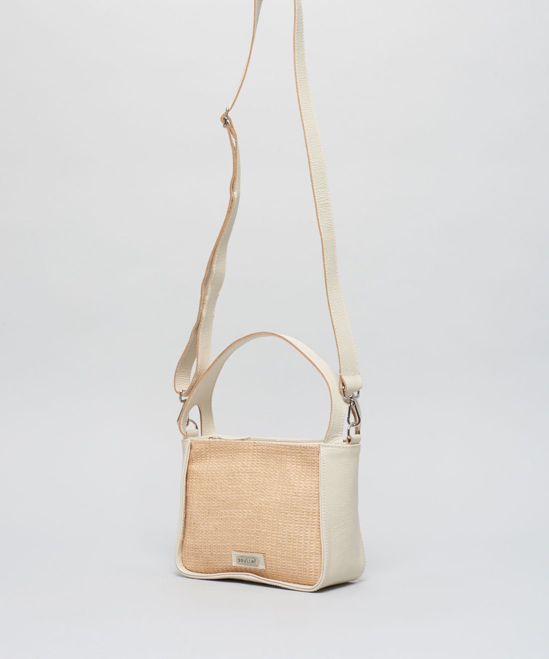 Bolsa p Couro Rafia - Palha Natural Bege 2
