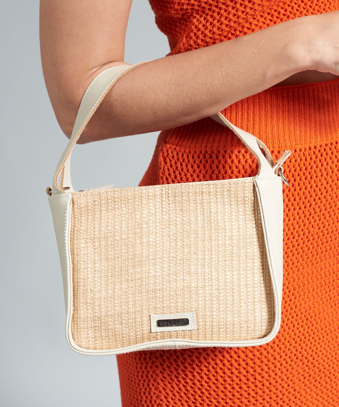 Bolsa p Couro Rafia - Palha Natural Bege 6