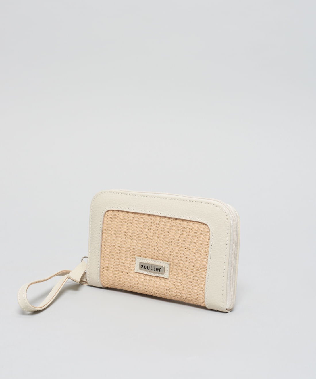 Carteira Couro Rafia - Palha Natural Bege 2