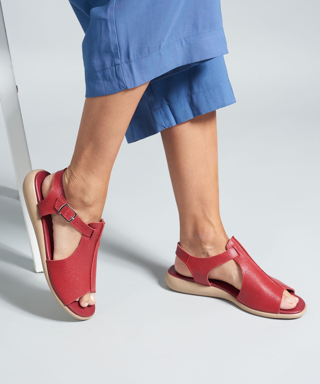 Rasteira Couro Patricia - Vermelho Vermelho 4