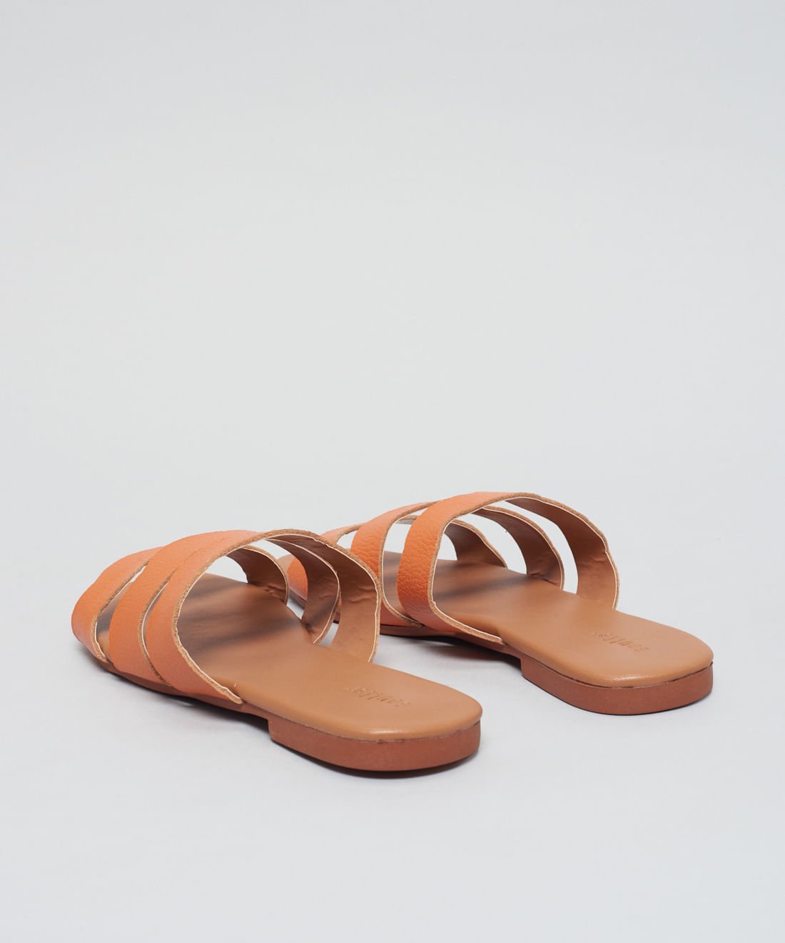 Rasteira Basica Couro Ondas - Tangerina Laranja 3