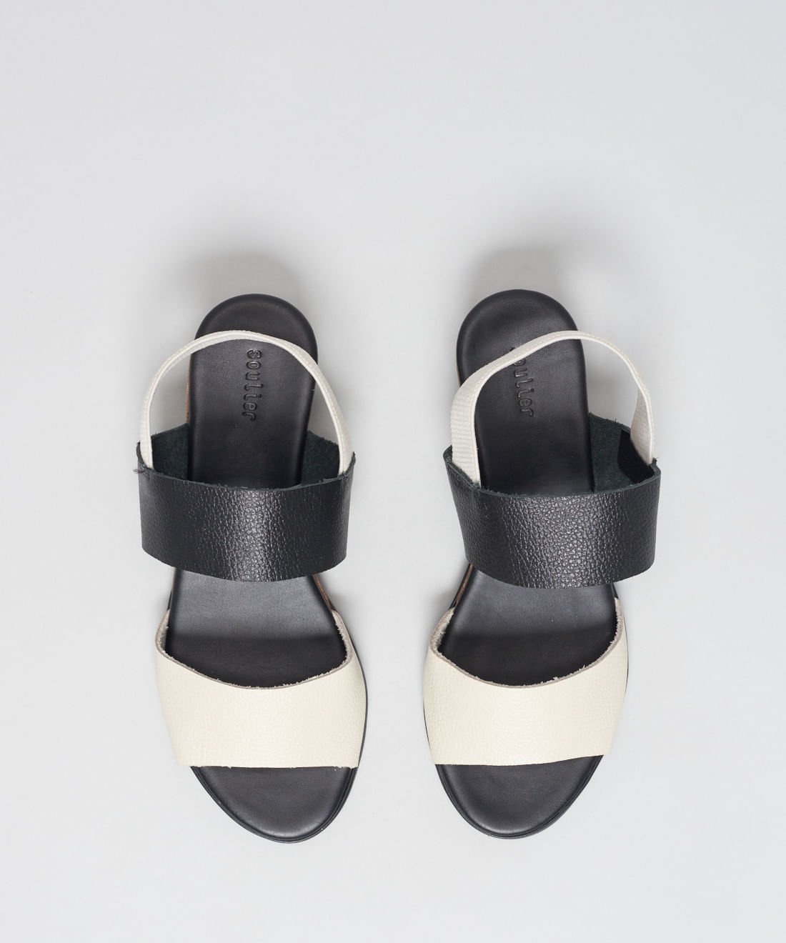 Anabela Couro Elastico Traseiro - Preto/Off White Preto/Branco 4