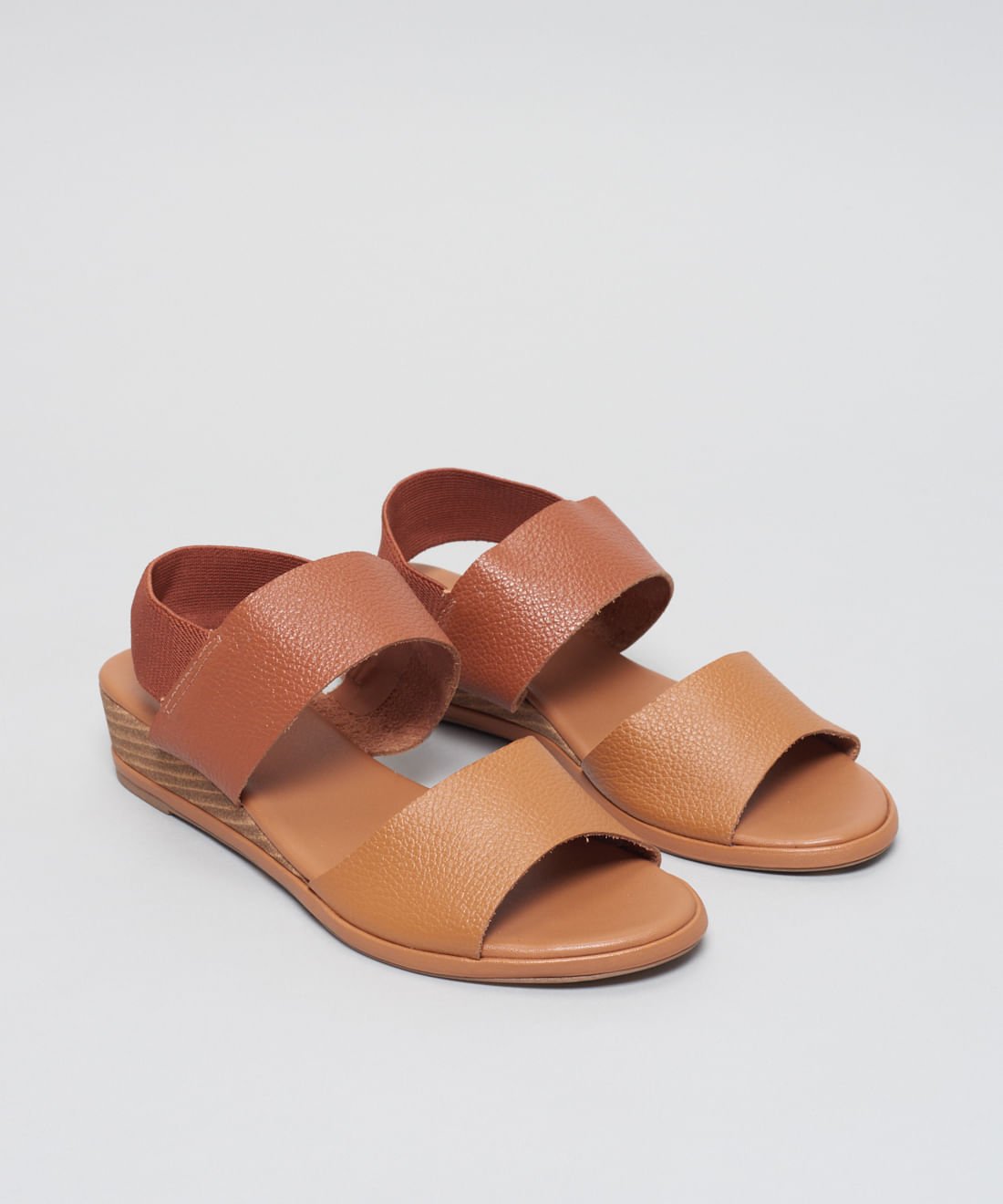 Anabela Couro Elastico Traseiro - Caramelo Marrom 2