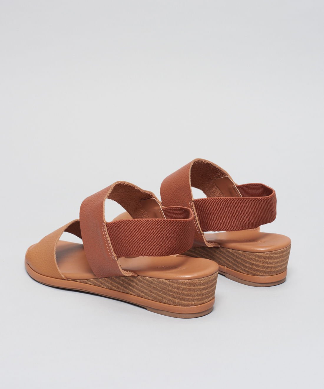 Anabela Couro Elastico Traseiro - Caramelo Marrom 3