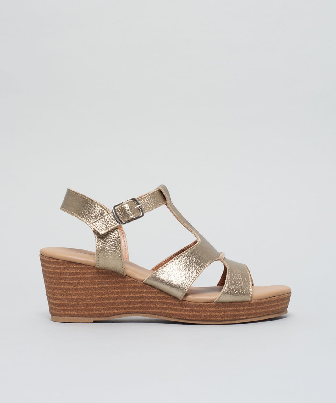 Anabela Couro Gisele - Prata Velho