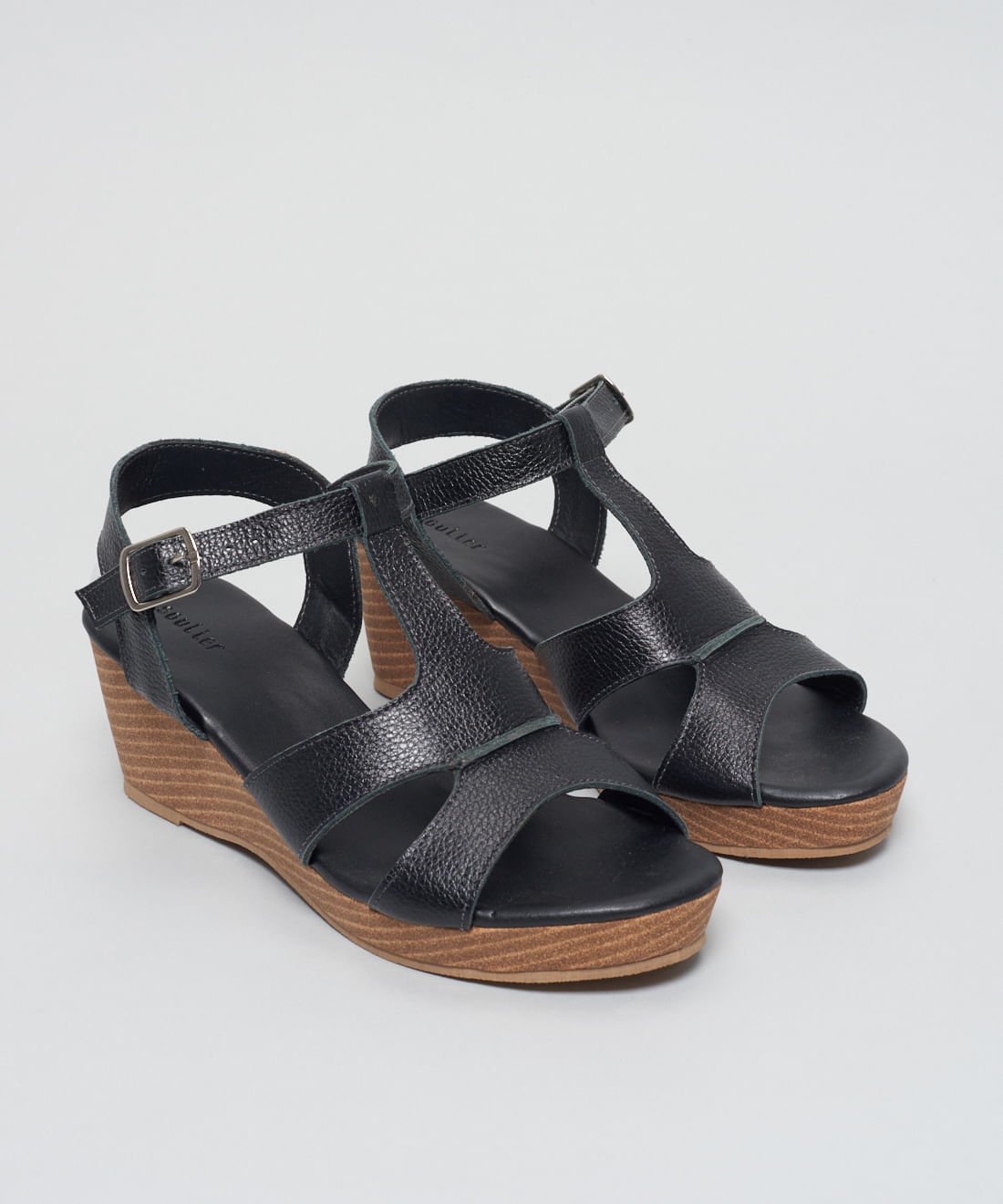 Anabela Couro Gisele - Preto Preto 2