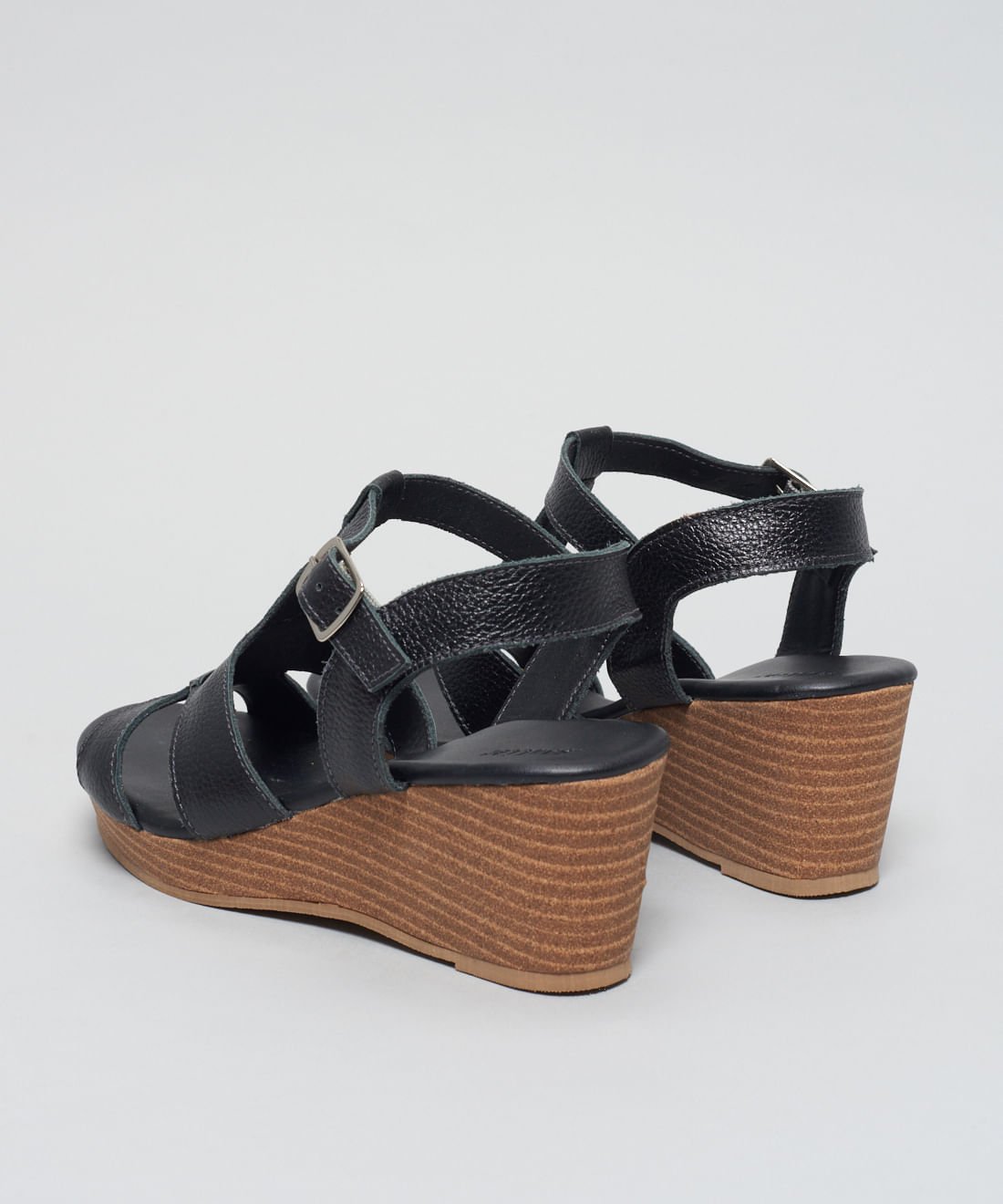 Anabela Couro Gisele - Preto Preto 3