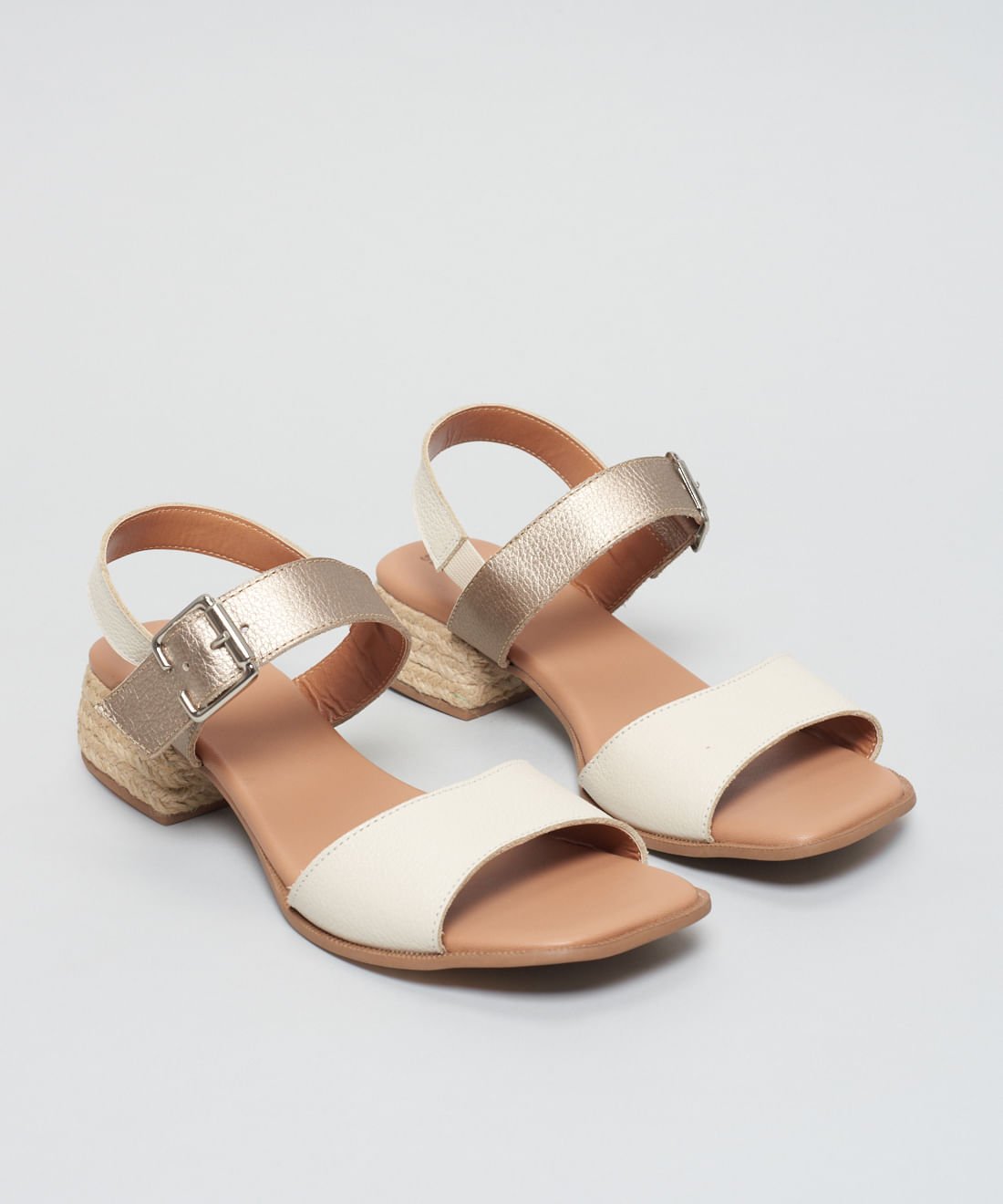 Sandalia Media Saltinho Rami - Off White/Prata Velho Off White/Prata Velho 2