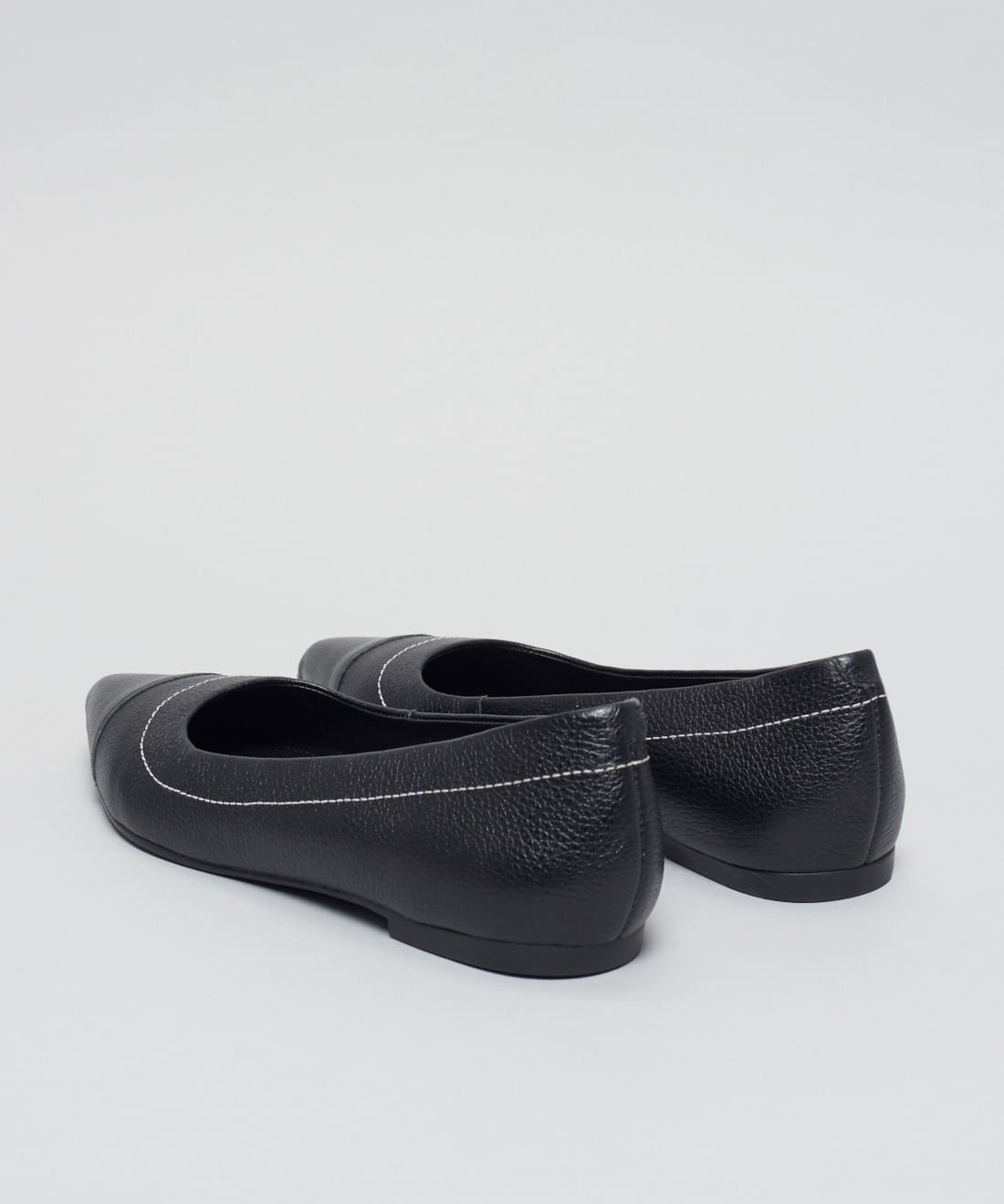 Sapatilha Bico Fino Pesponto - Preto Preto 3