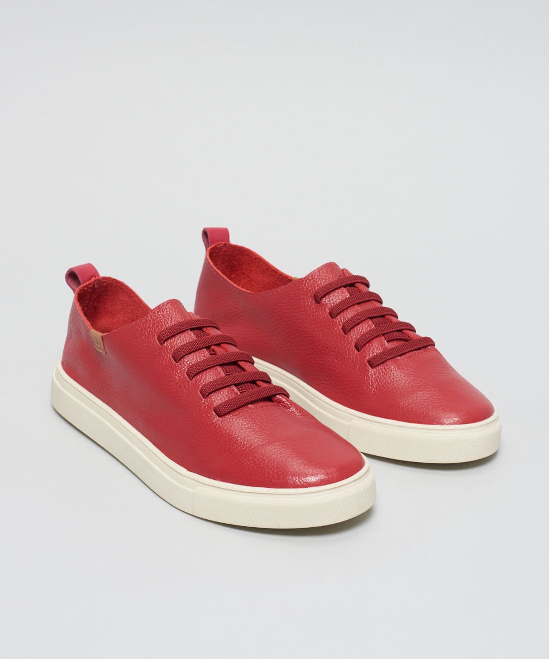 Tenis Couro Elastico Liso - Vermelho Vermelho 2