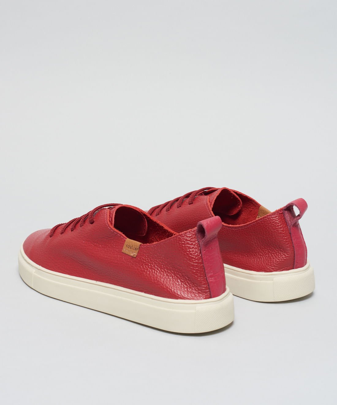 Tenis Couro Elastico Liso - Vermelho Vermelho 3