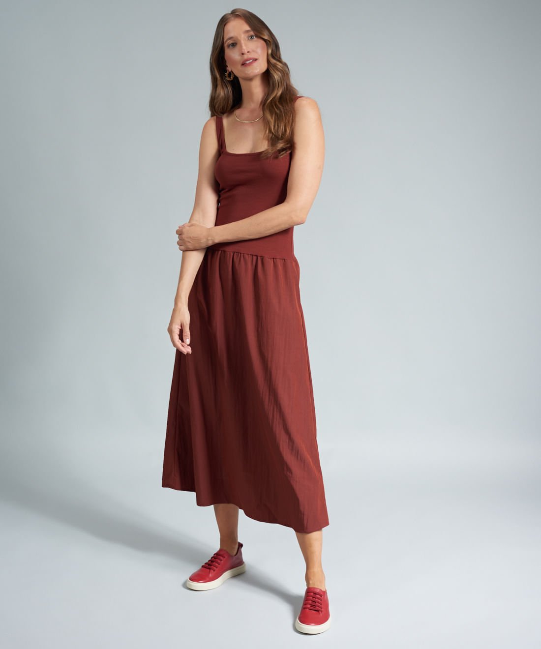Tenis Couro Elastico Liso - Vermelho Vermelho 5