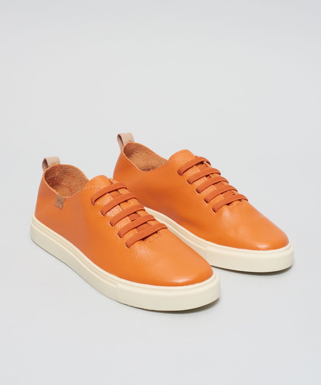 Tenis Couro Elastico Liso - Tangerina Laranja 2