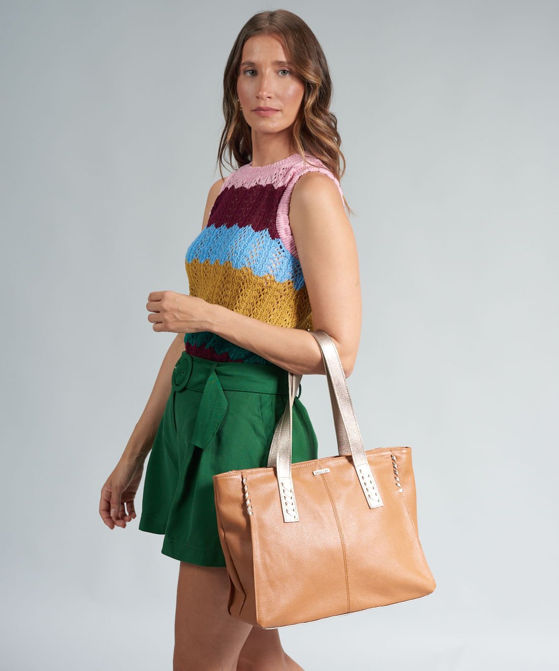 Bolsa Grande Detalhes - Caramelo Marrom 4