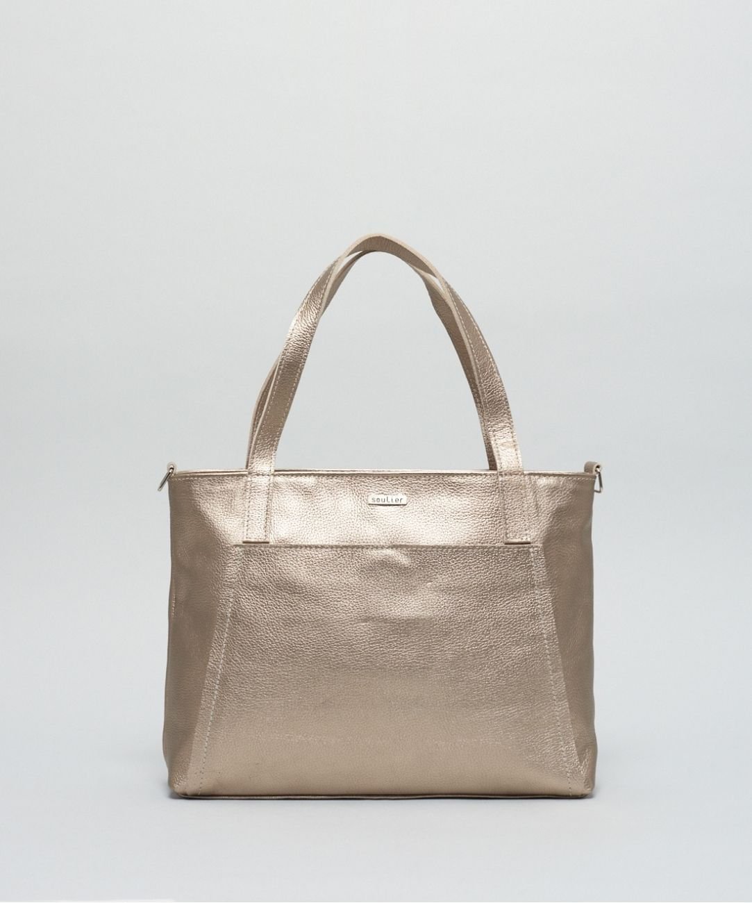 Bolsa g Couro Alice - Prata Velho